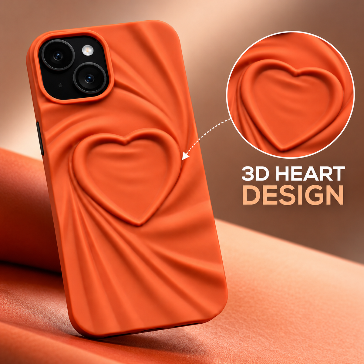 Orange Heart iPhone 15 Case