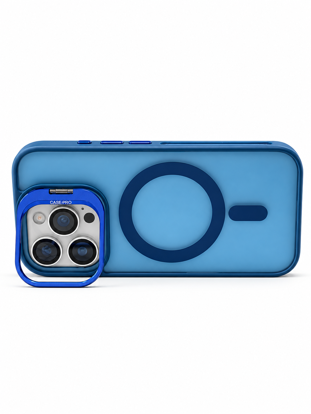 Blue Frosted MagSafe Camera Protection Case for iPhone 16 Pro