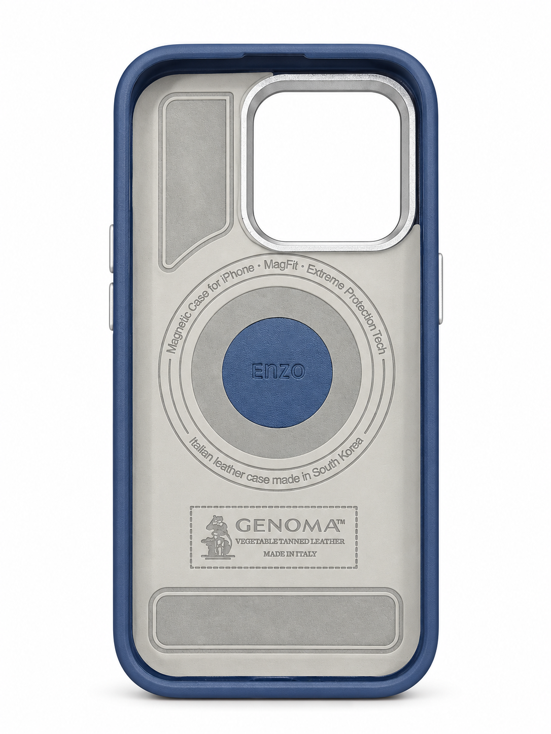 Blue Textured Silver Camera Ring Case - iPhone 14 Pro