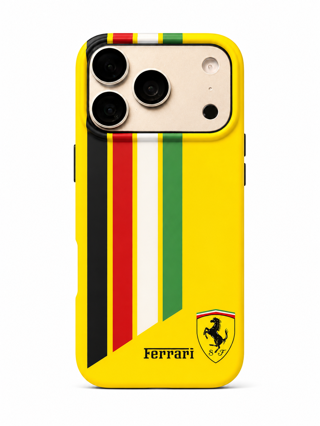 Yellow Ferrari-Inspired Racing Stripe iPhone 17 Pro Max Phone Case – Premium Matte Case