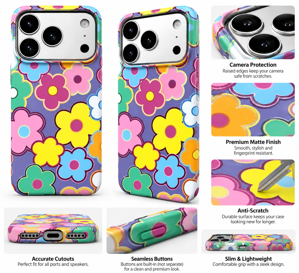 Retro Pop Floral Printed Ladies Case for iPhone 17 Pro