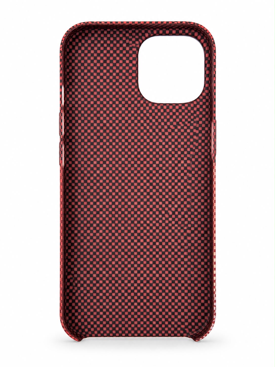 iPhone 13 Carbon Fibre Case - Red Checkered Blocks