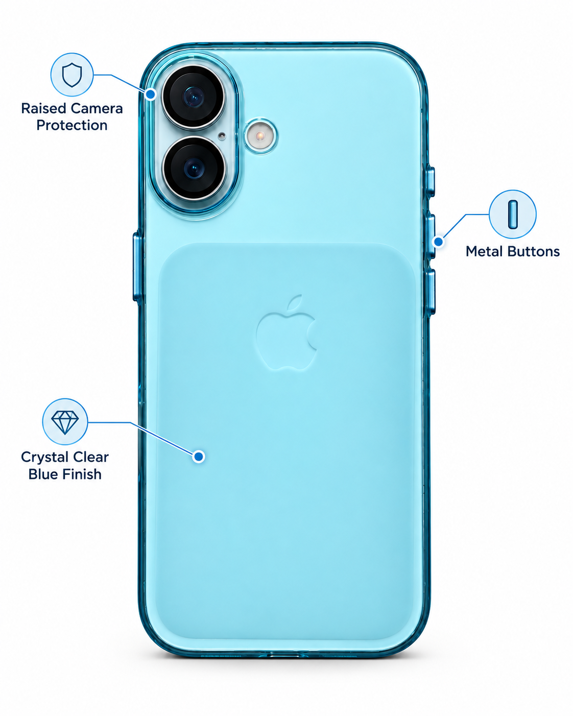 iPhone 17 Blue Transparent Protective Case