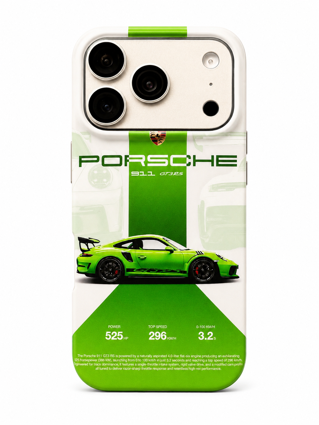 Green Porsche 911 GT3 RS Inspired iPhone 17 Pro Max Phone Case – Racing Matte Case