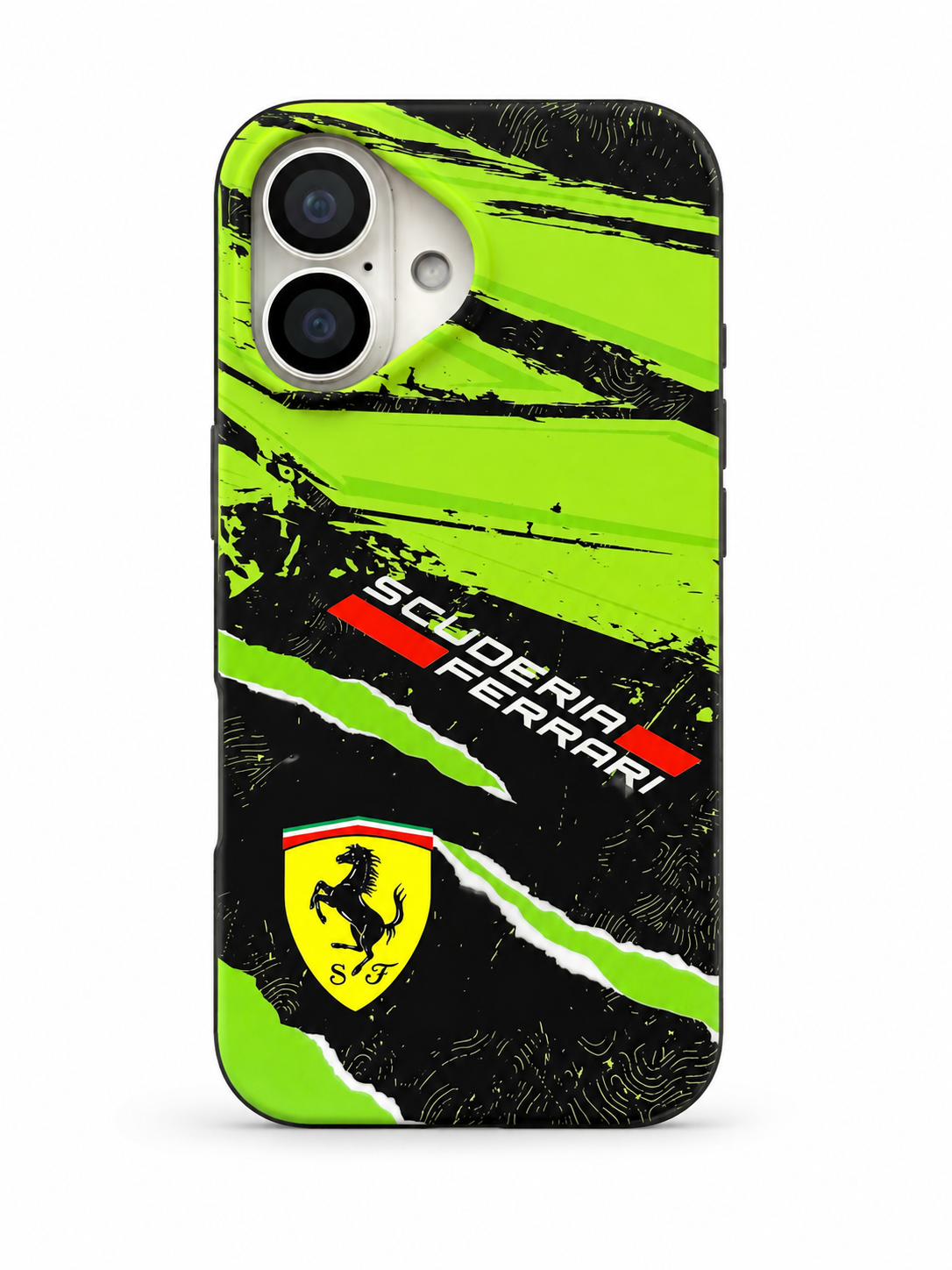 Green & Black Scuderia Ferrari-Inspired iPhone 16 Case – Racing Edition