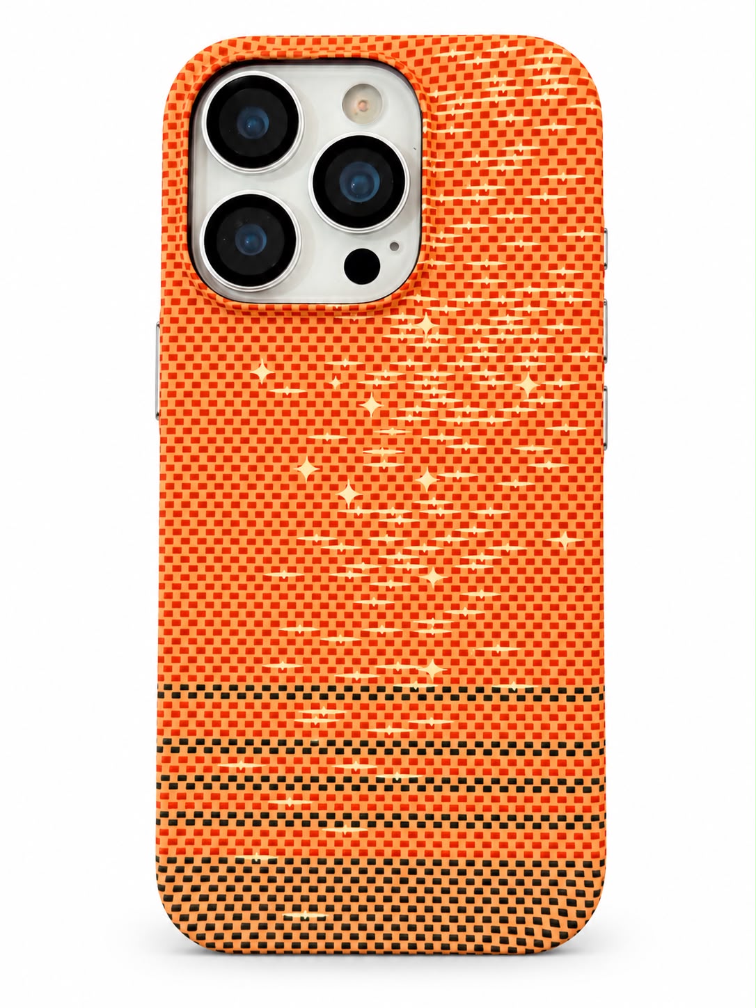 iPhone 16 Pro orange carbon fiber sparkle phone case