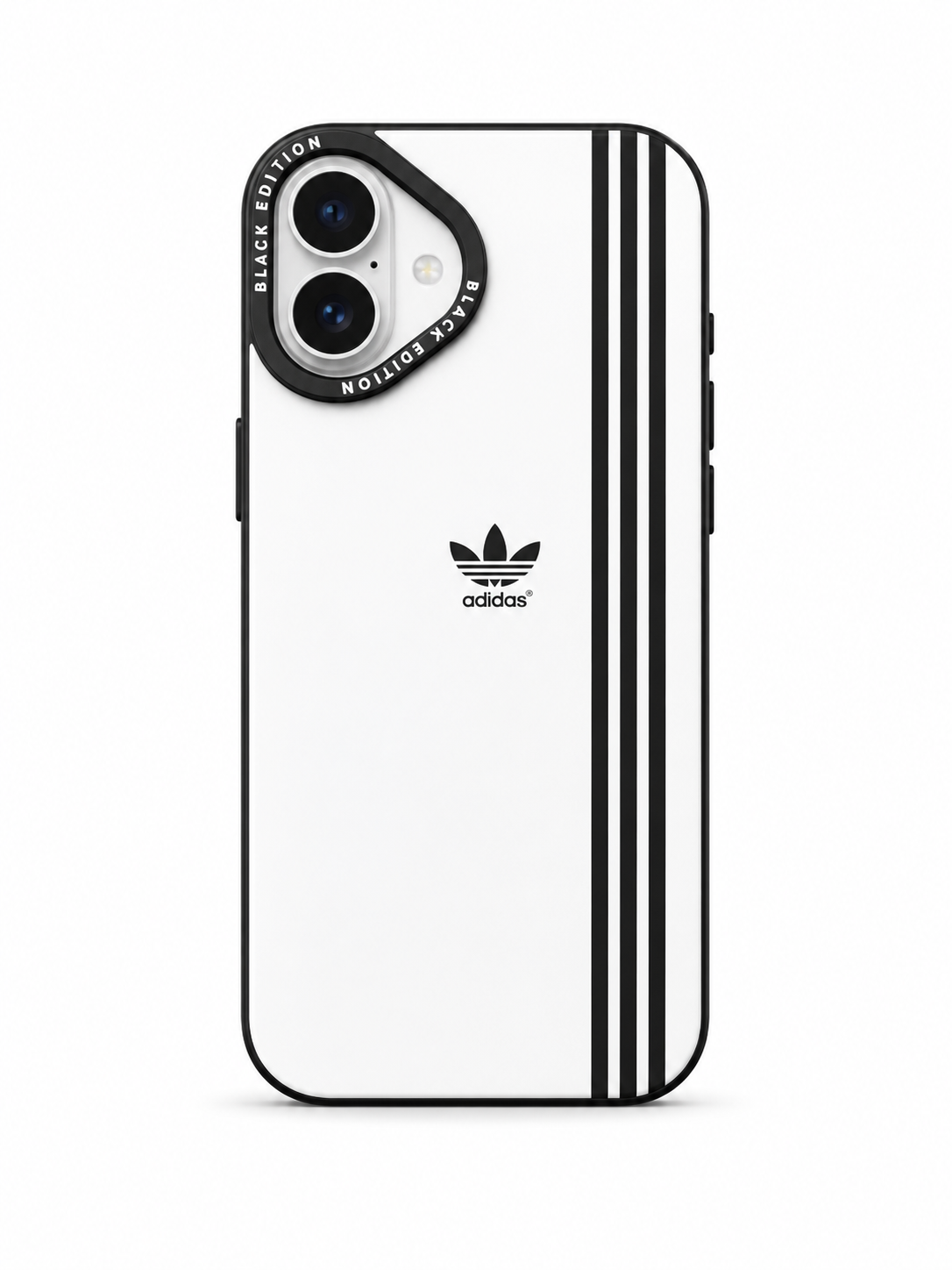 Adidas Classic White Stripe Black Edition Case for iPhone 16