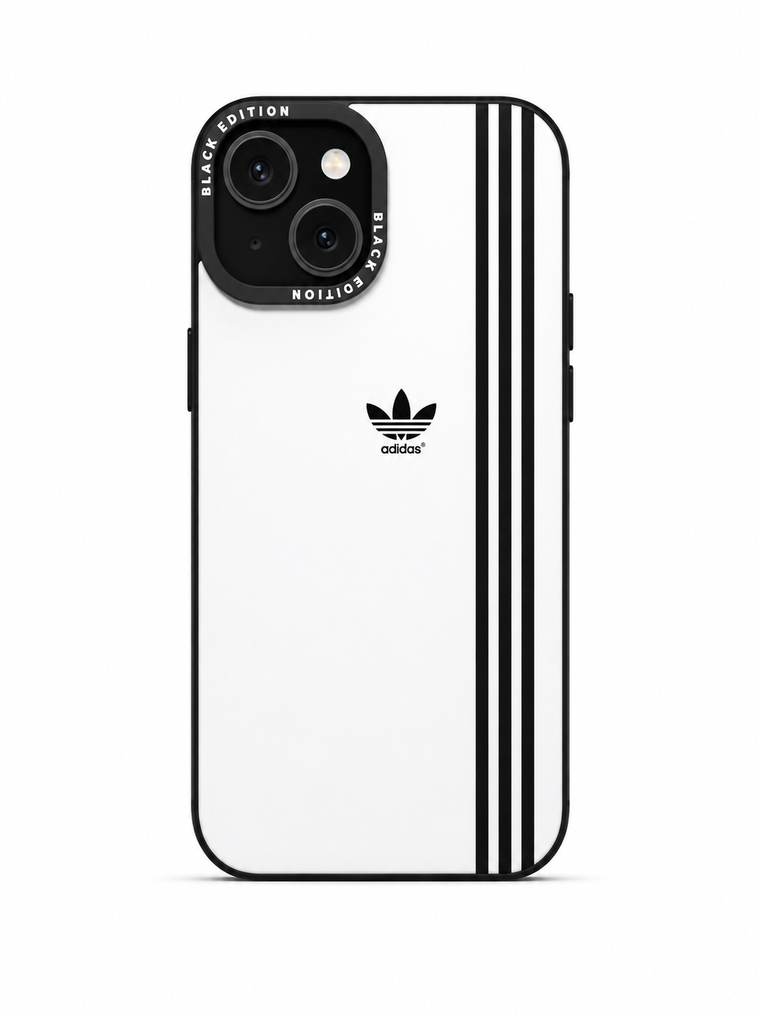 Adidas 3-Stripes Black & White Case for iPhone 15