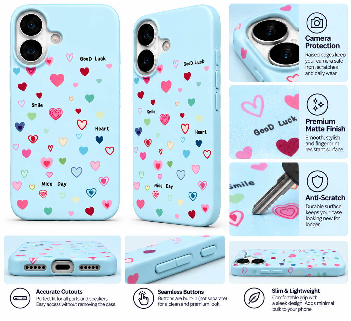 Colorful Heart Confetti Printed Ladies Case for iPhone 17