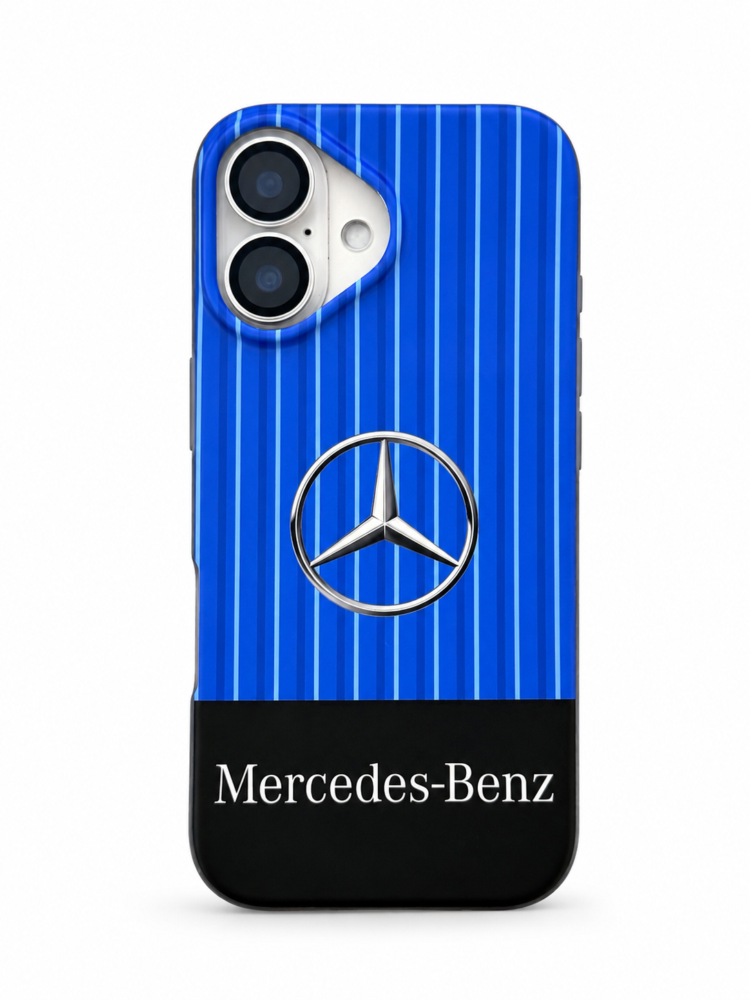 Blue & Black Mercedes-Benz-Inspired iPhone 16 Case – Luxury Automotive Edition