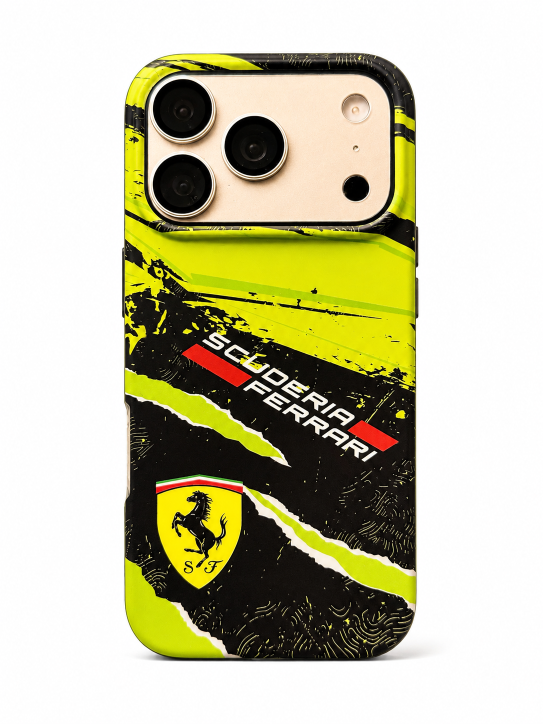 Neon Green & Black Scuderia Ferrari Inspired iPhone 17 Pro Phone Case – Racing Matte Case