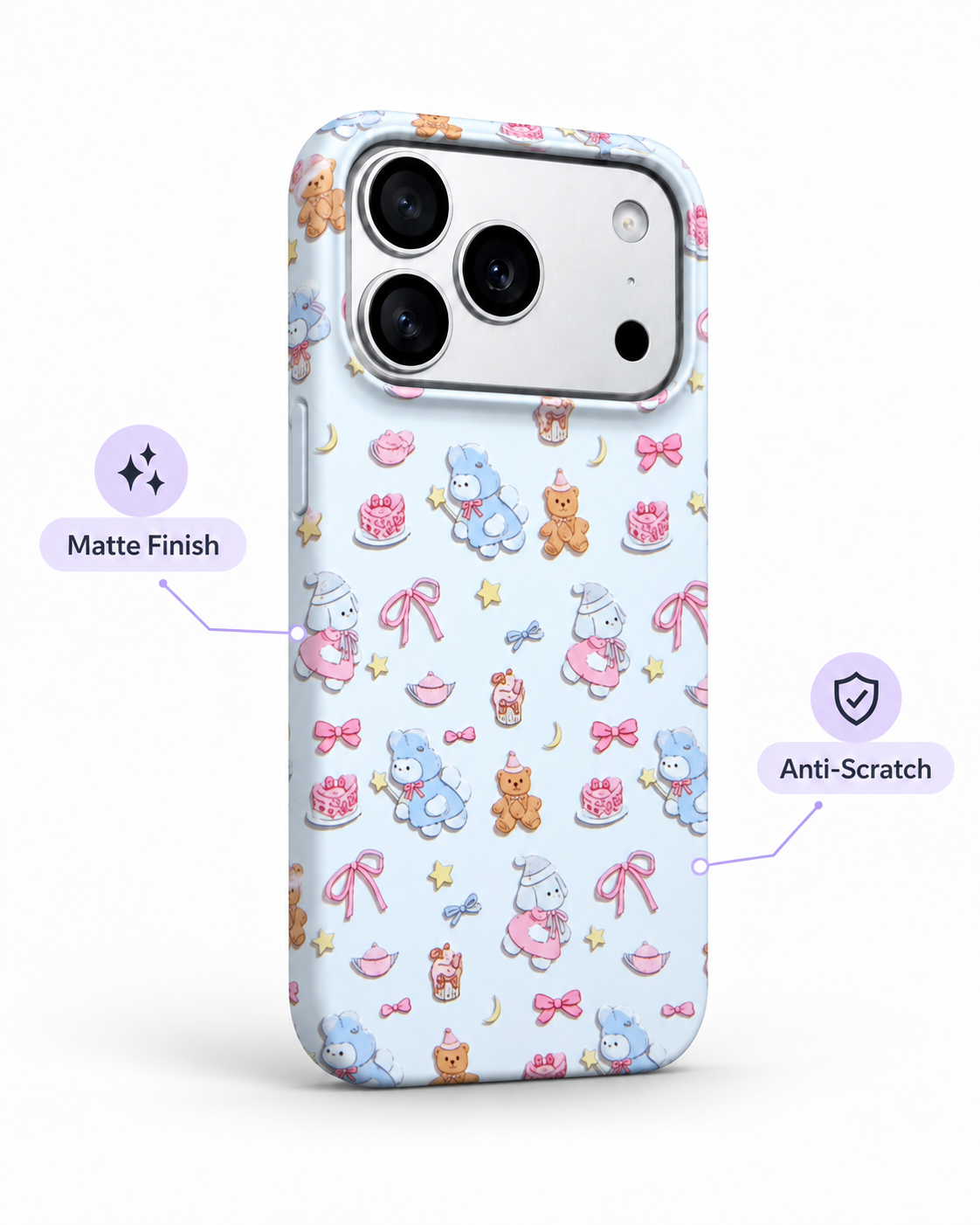 Cute Teddy and Bunny Party Printed Ladies Case for iPhone 17 Pro Max