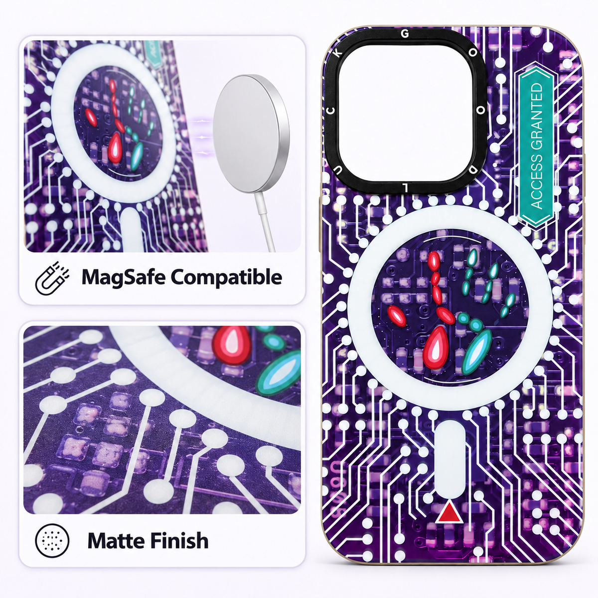 Purple Access Granted Cyber Circuit Case - iPhone 14 Pro