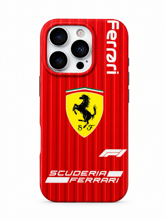 Red Scuderia Ferrari F1 Inspired iPhone 15 Pro Case – Motorsport Edition