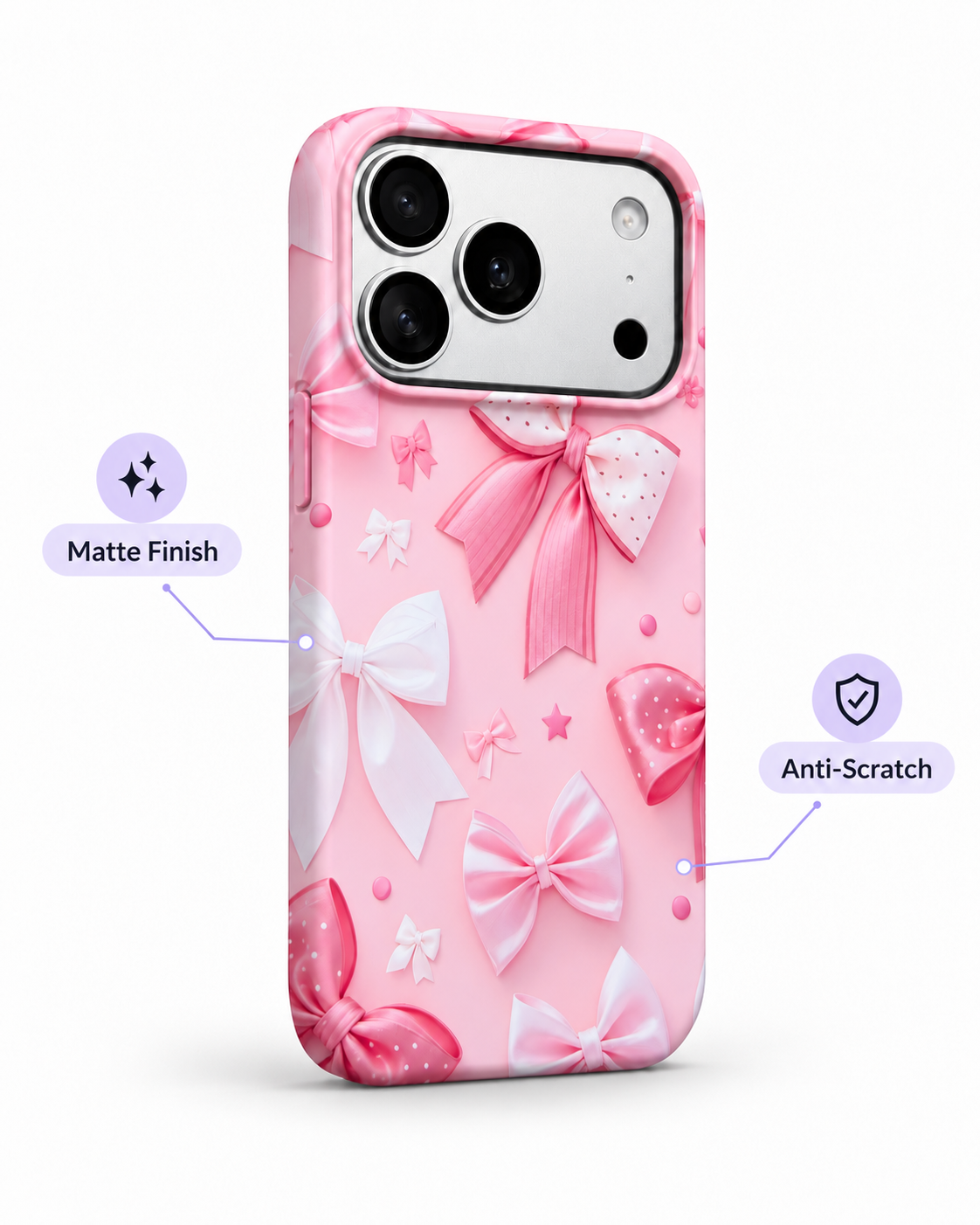 Pink Satin Bow Printed Ladies Case for iPhone 17 Pro
