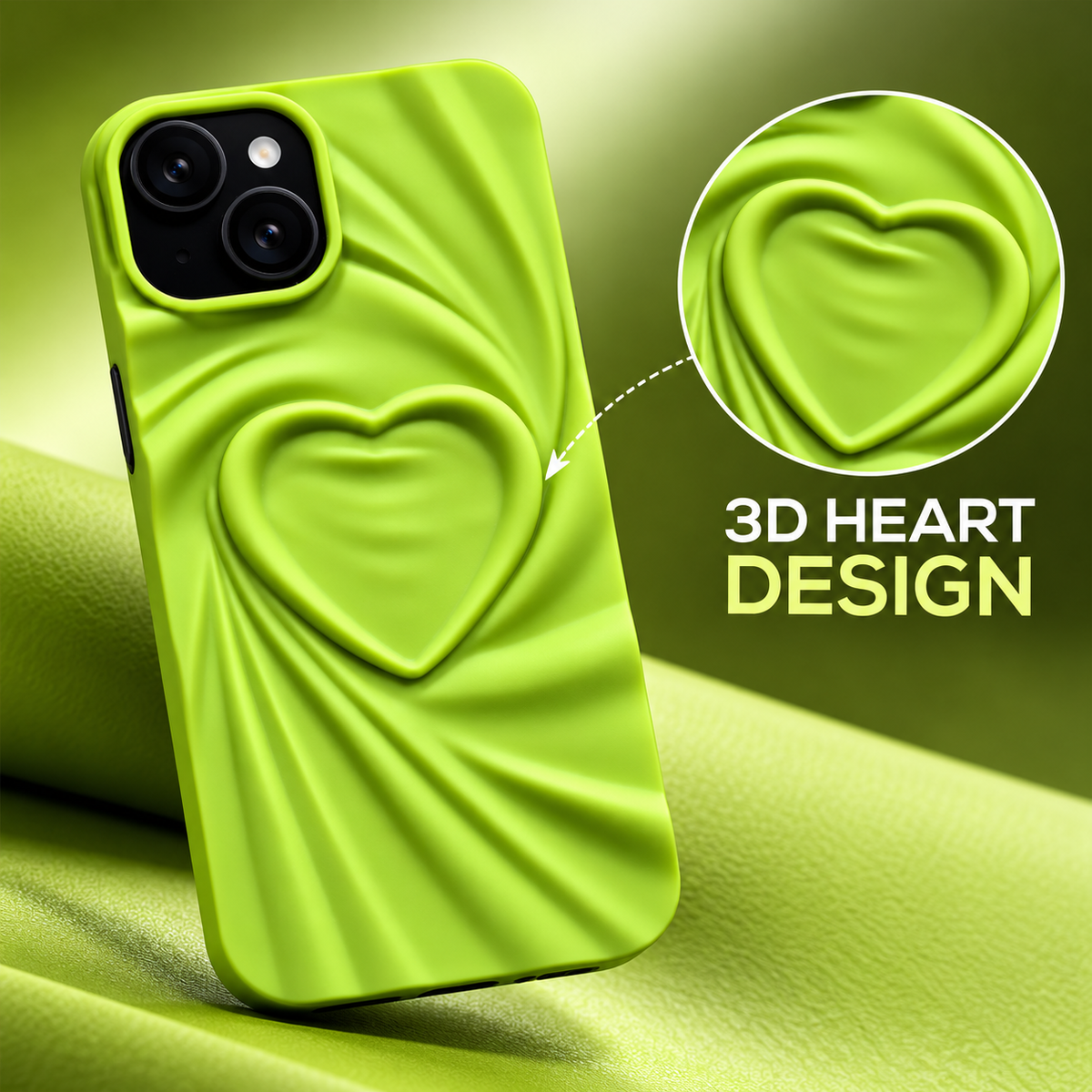Green Heart iPhone 15 Case