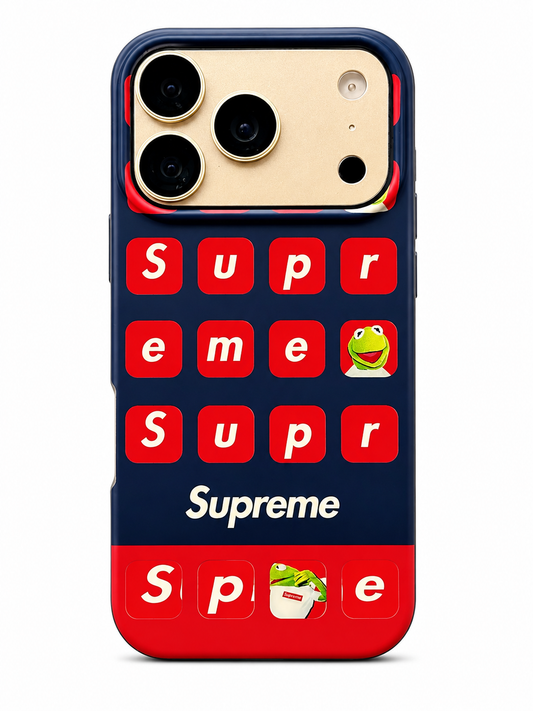 Navy Blue & Red Frog Graphic iPhone 17 Pro Phone Case – Premium Matte Case