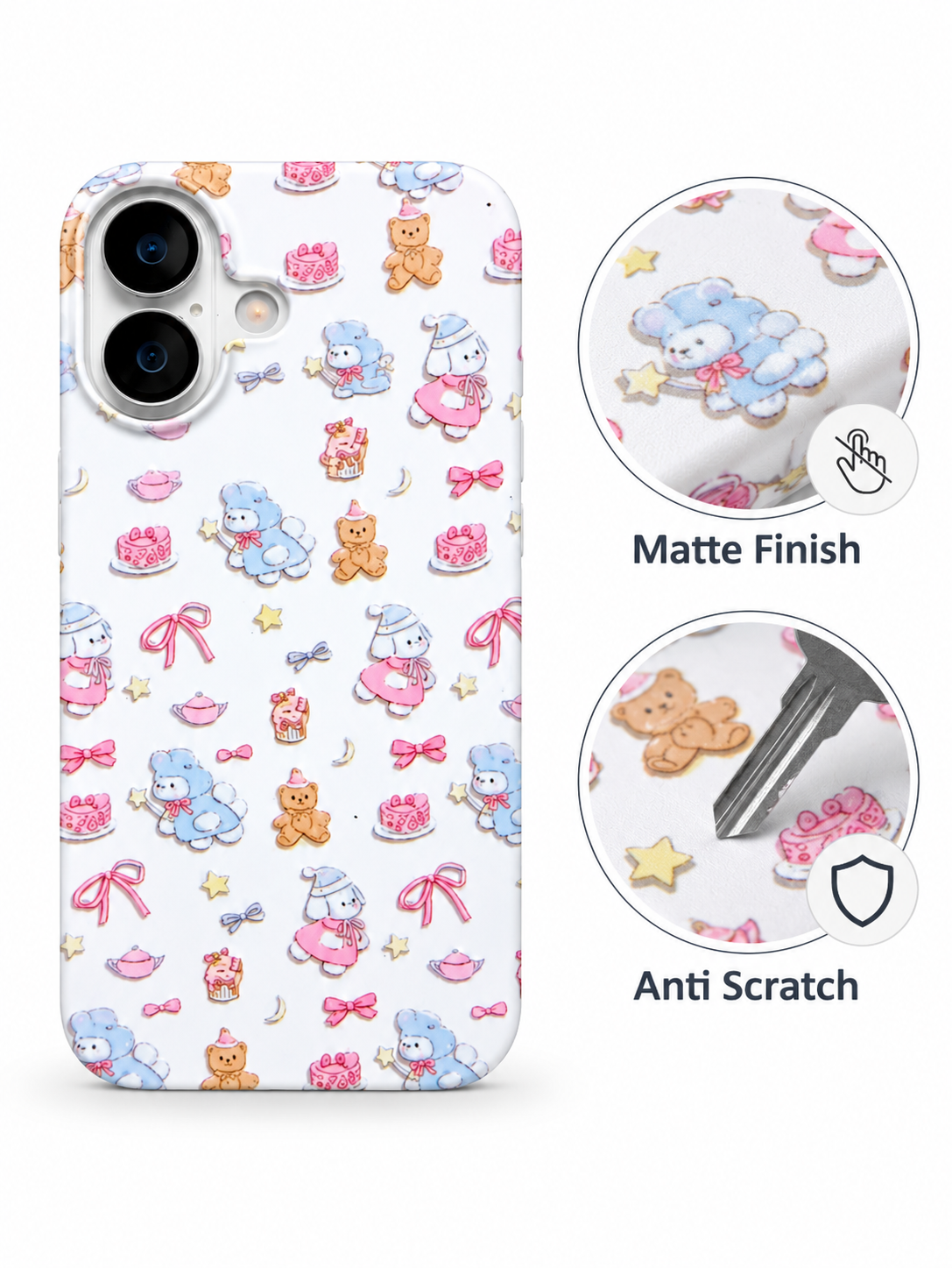 Cute Teddy and Bunny Party Printed Ladies Case for iPhone 17