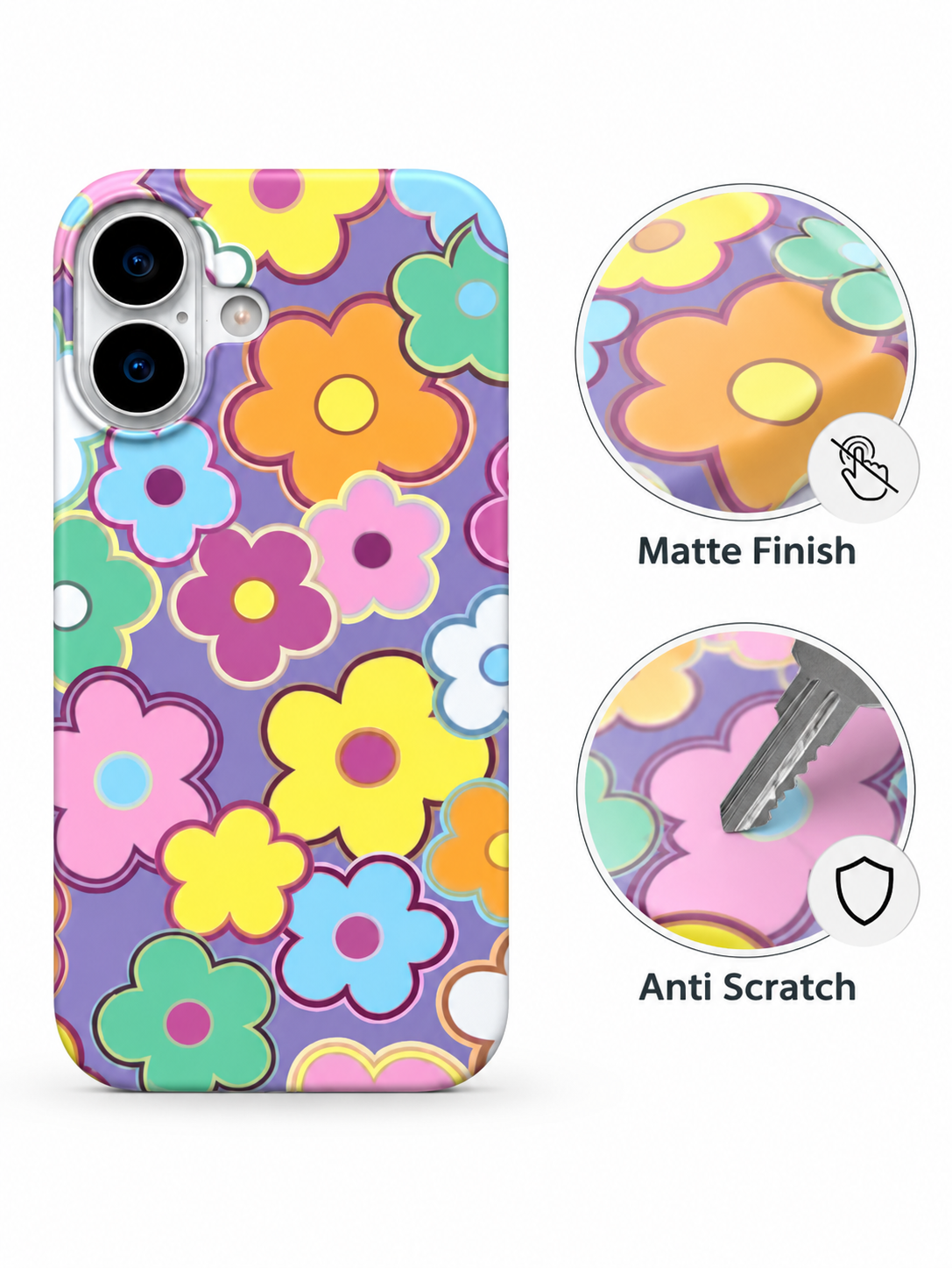 Retro Pop Floral Printed Ladies Case for iPhone 16