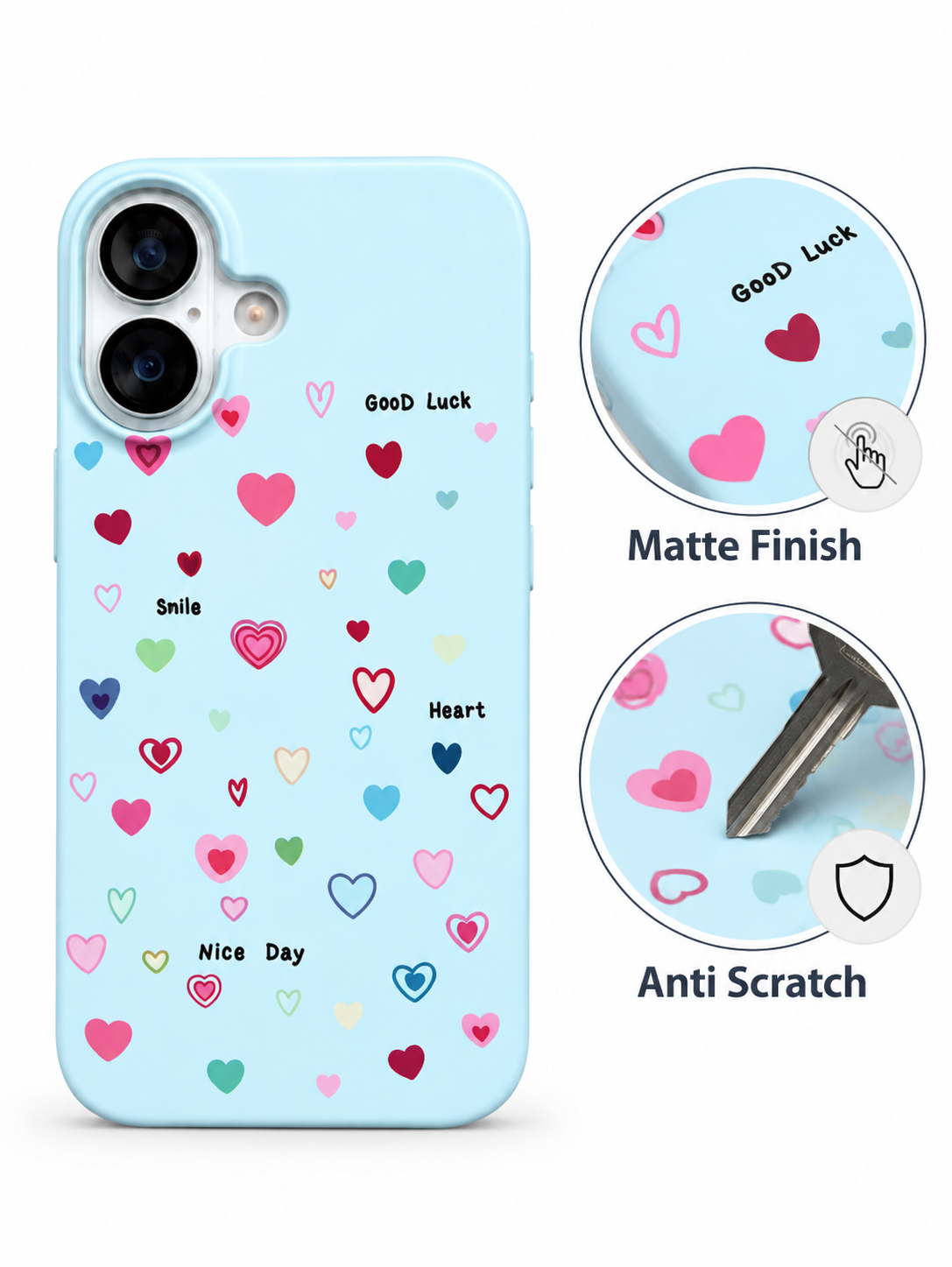 Colorful Heart Confetti Printed Ladies Case for iPhone 17