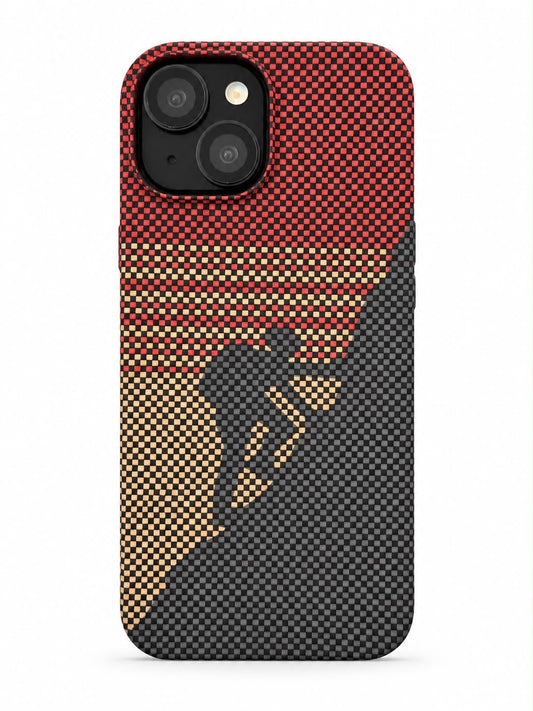 iPhone 14 Carbon Fibre Case - Red Cyclist