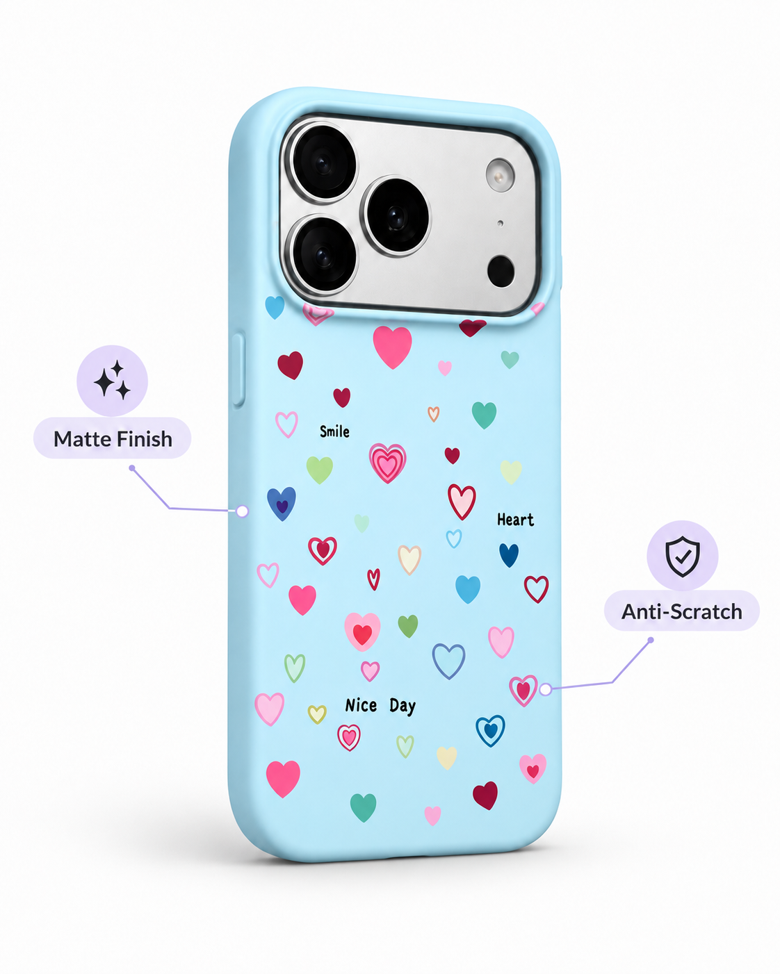 Colorful Heart Confetti Printed Ladies Case for iPhone 17 Pro