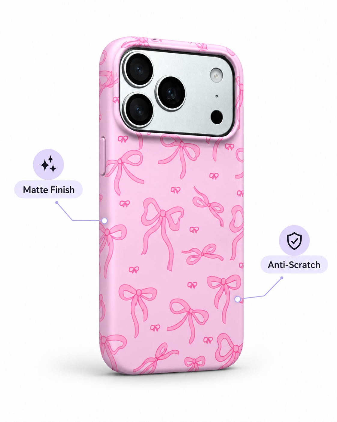 Pink Ribbon Doodle Printed Ladies Case for iPhone 17 Pro Max