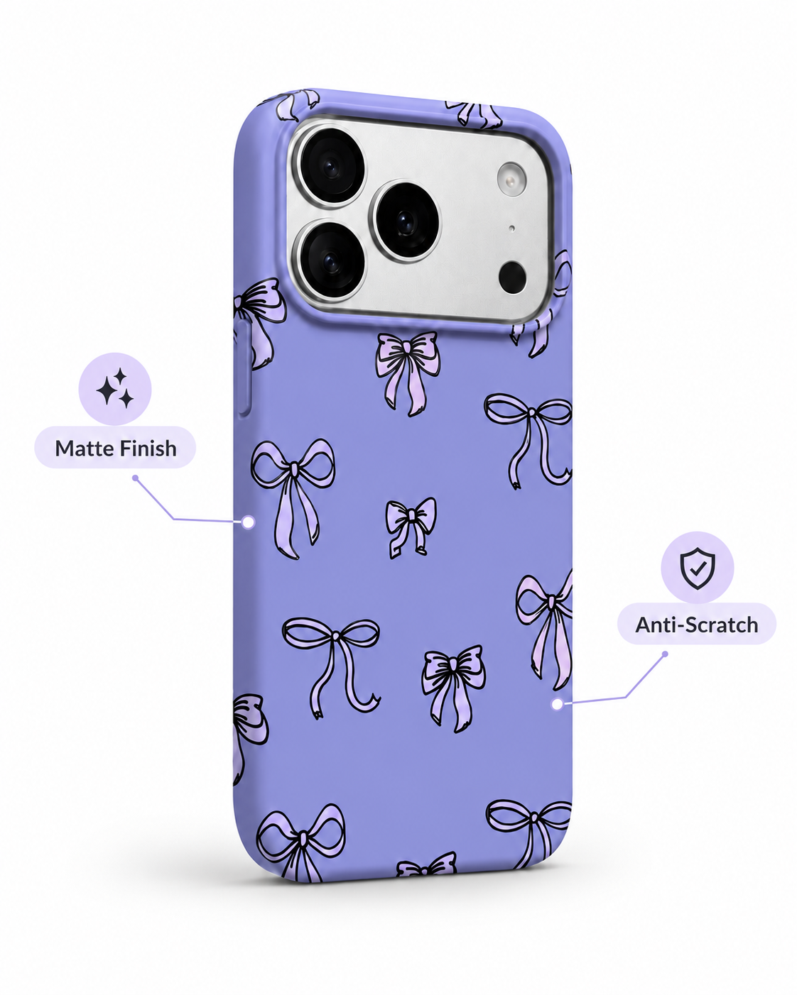 Lavender Bow Print Printed Ladies Case for iPhone 17 Pro