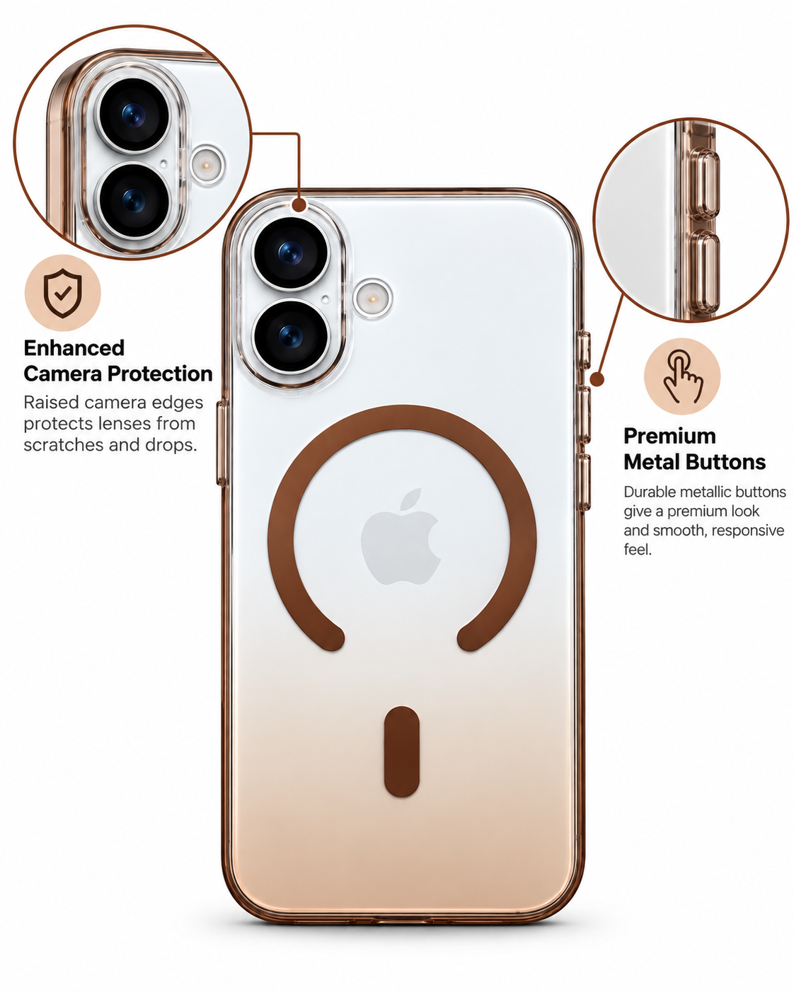 iPhone 17 Rose Gold MagSafe Clear Case
