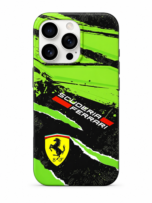 Green & Black Scuderia Ferrari Inspired iPhone 15 Pro Case – Racing Edition