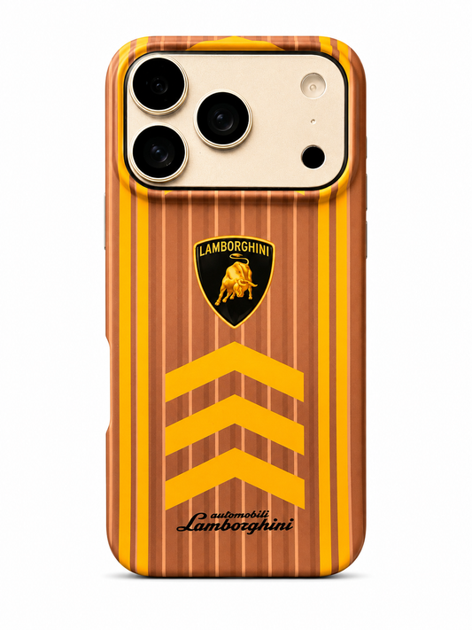 Brown & Yellow Lamborghini-Inspired iPhone 17 Pro Phone Case – Premium Matte Case