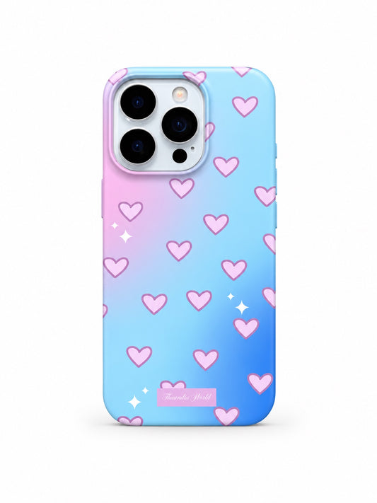 Pink Blue Gradient Hearts printed ladies phone case for iPhone 16 Pro Max