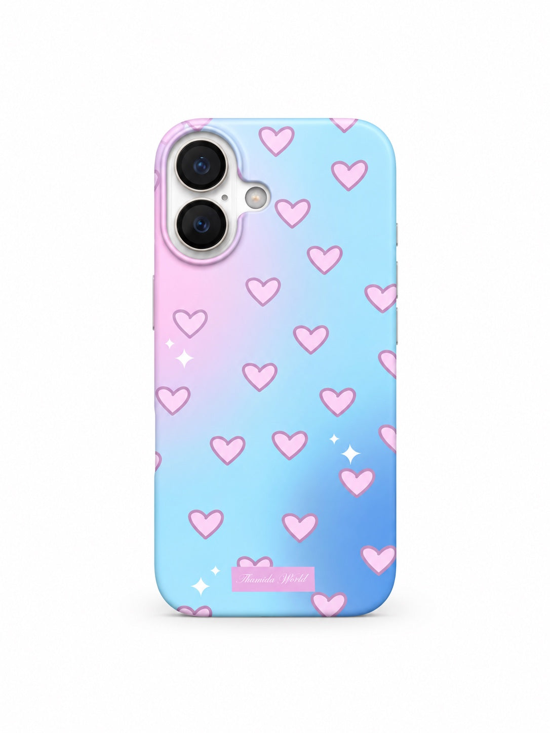 Pink Blue Gradient Hearts printed ladies phone case for iPhone 17