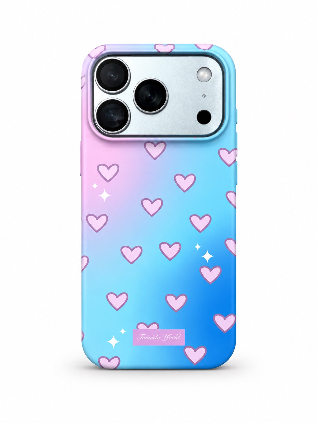 Pink Blue Gradient Hearts printed ladies case for iPhone 17 Pro