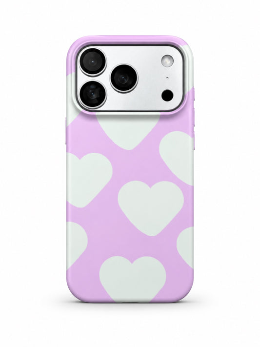 Lavender Oversized Hearts printed ladies case for iPhone 17 Pro