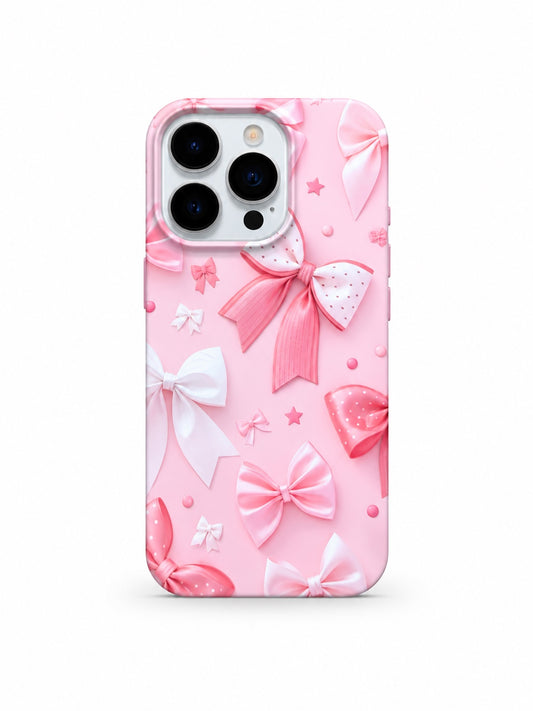Pink Satin Bow printed ladies phone case for iPhone 16 Pro Max
