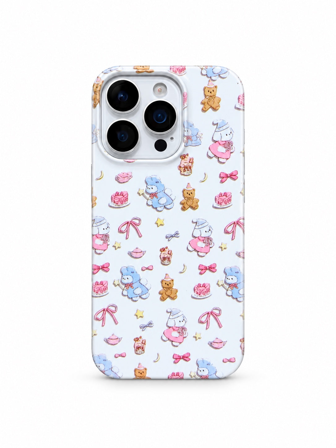 Cute Teddy and Bunny Party printed ladies phone case for iPhone 16 Pro Max