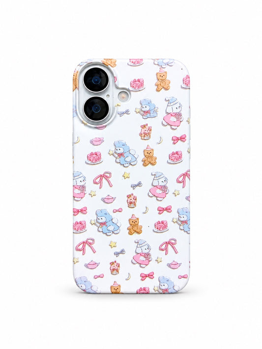 Cute Teddy and Bunny Party printed ladies phone case for iPhone 17
