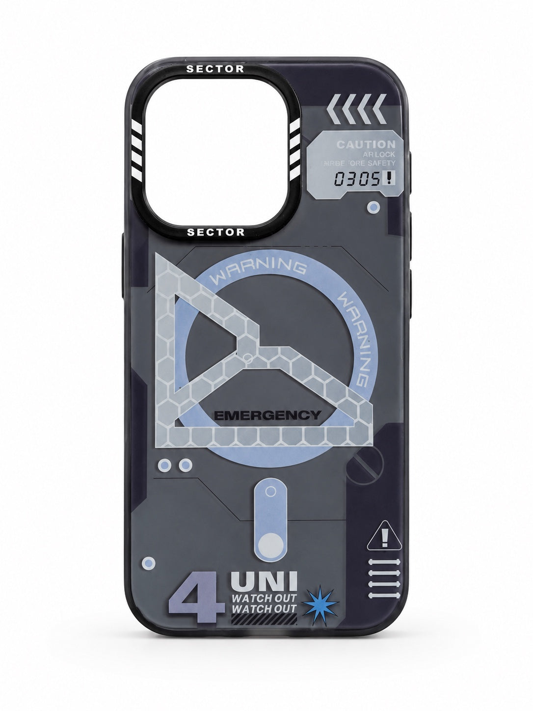 Dark sector warning graphic case for iPhone 14 Pro