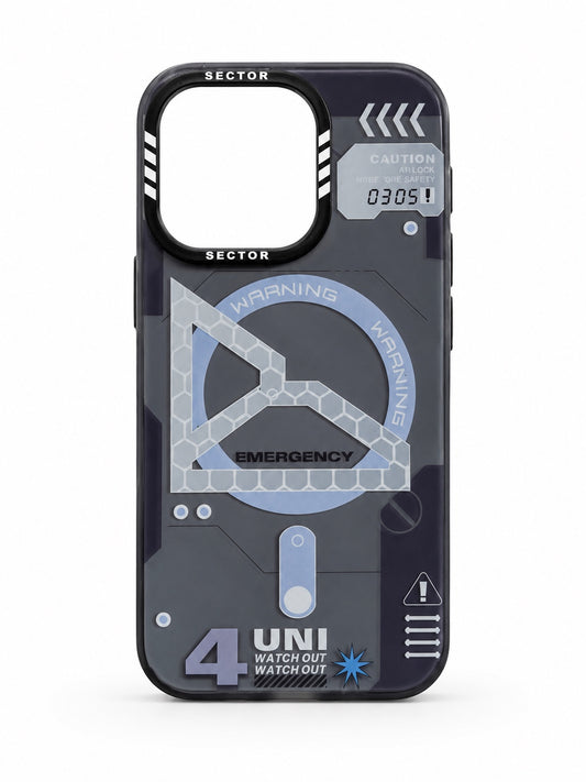 Dark sector warning graphic case for iPhone 14 Pro