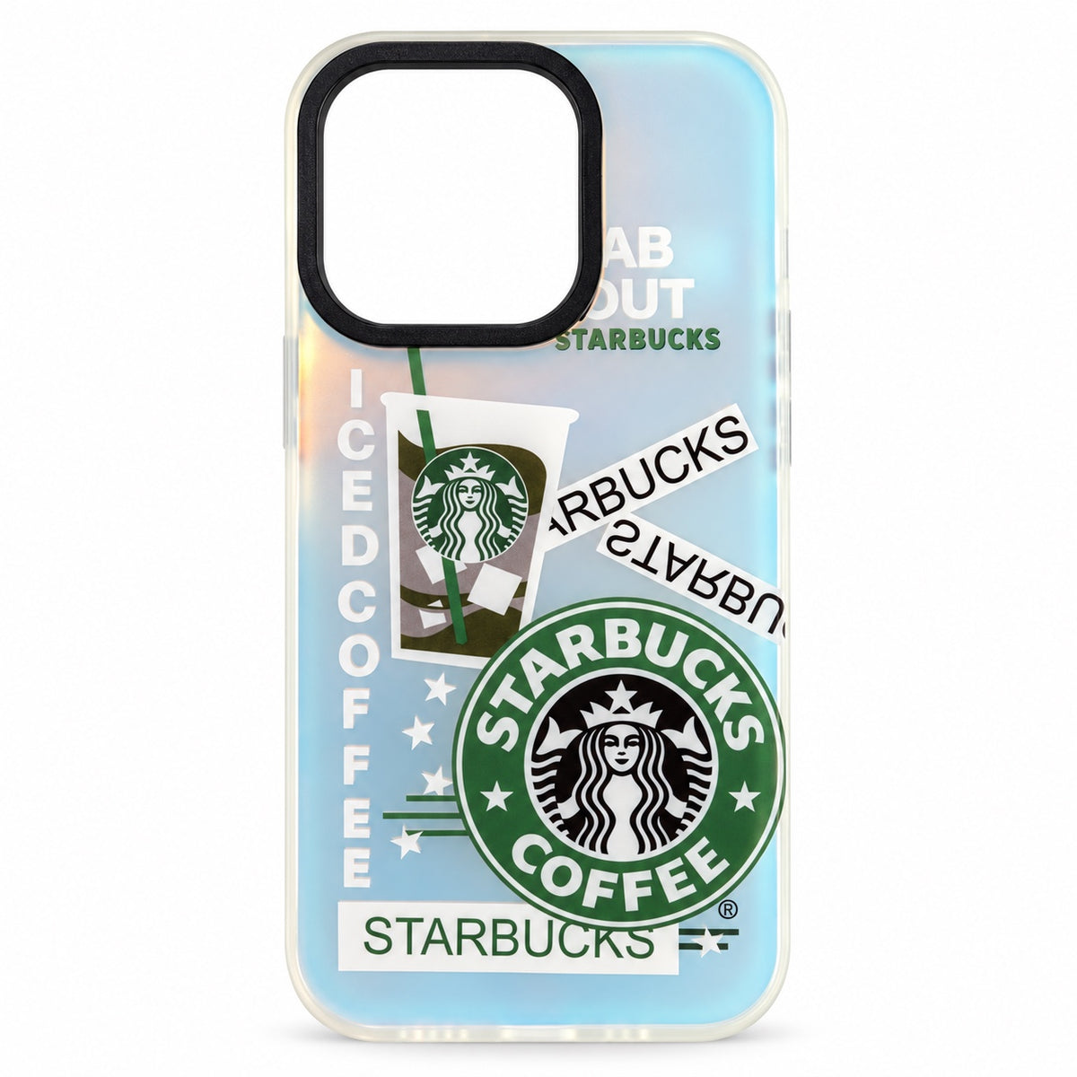 Blue Starbucks iced coffee collage iPhone 14 Pro case