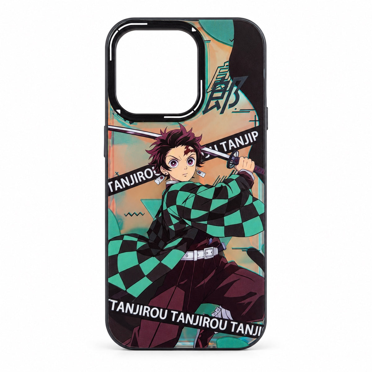 Tanjiro sword anime case with green checked coat for iPhone 14 Pro