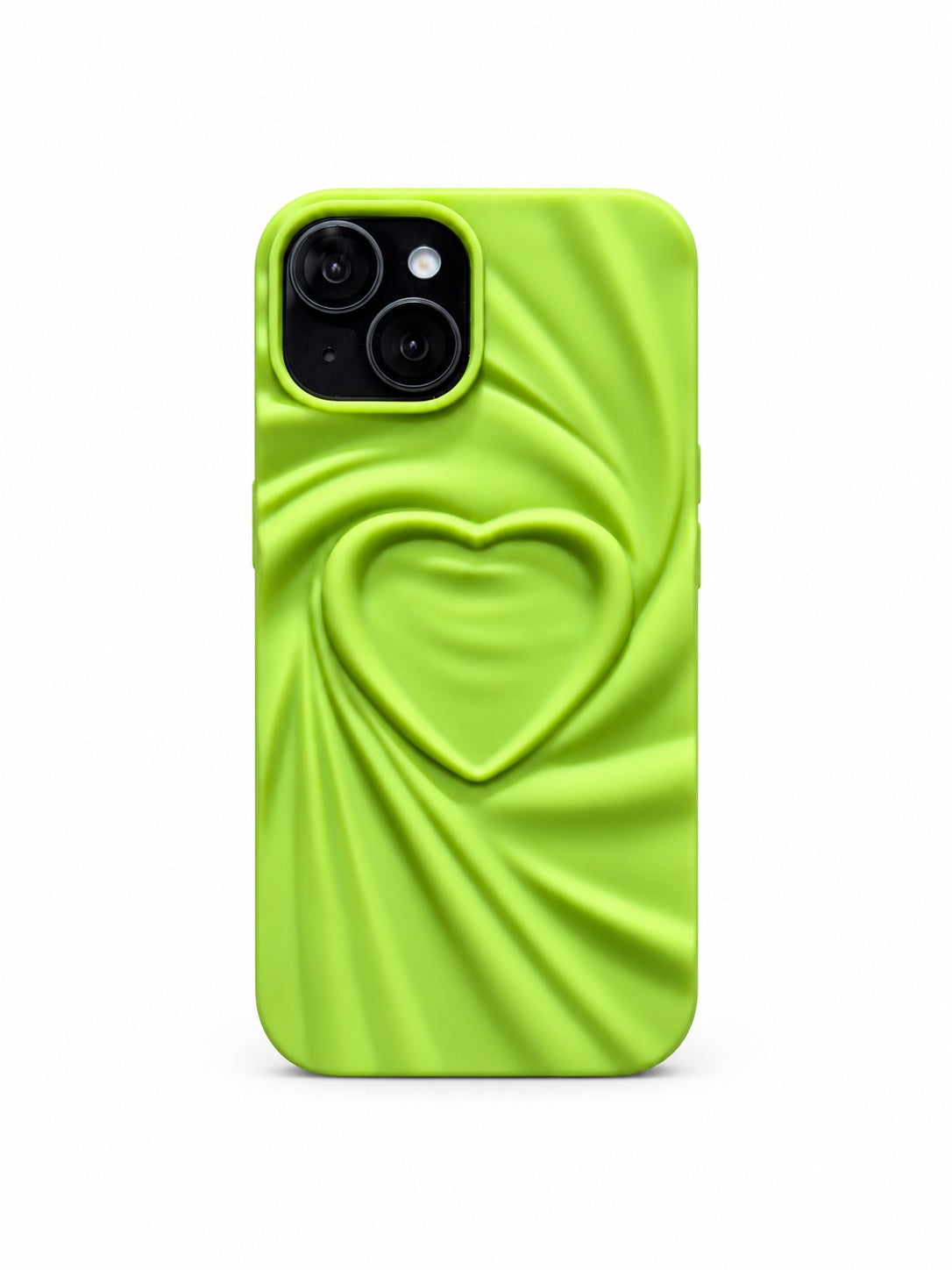 Green heart silicone iPhone 15 phone case