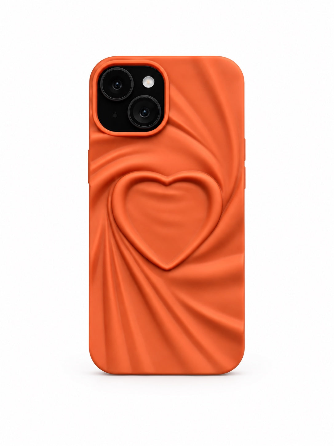 Orange heart silicone iPhone 15 phone case