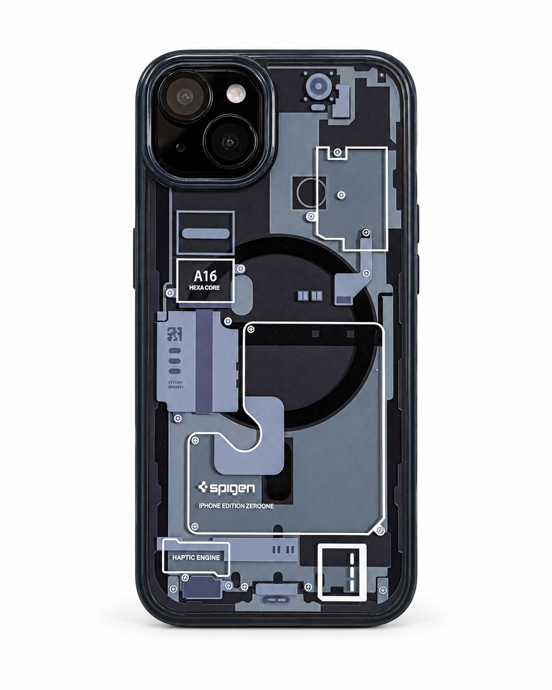 iPhone 15 Plus transparent tech design phone case