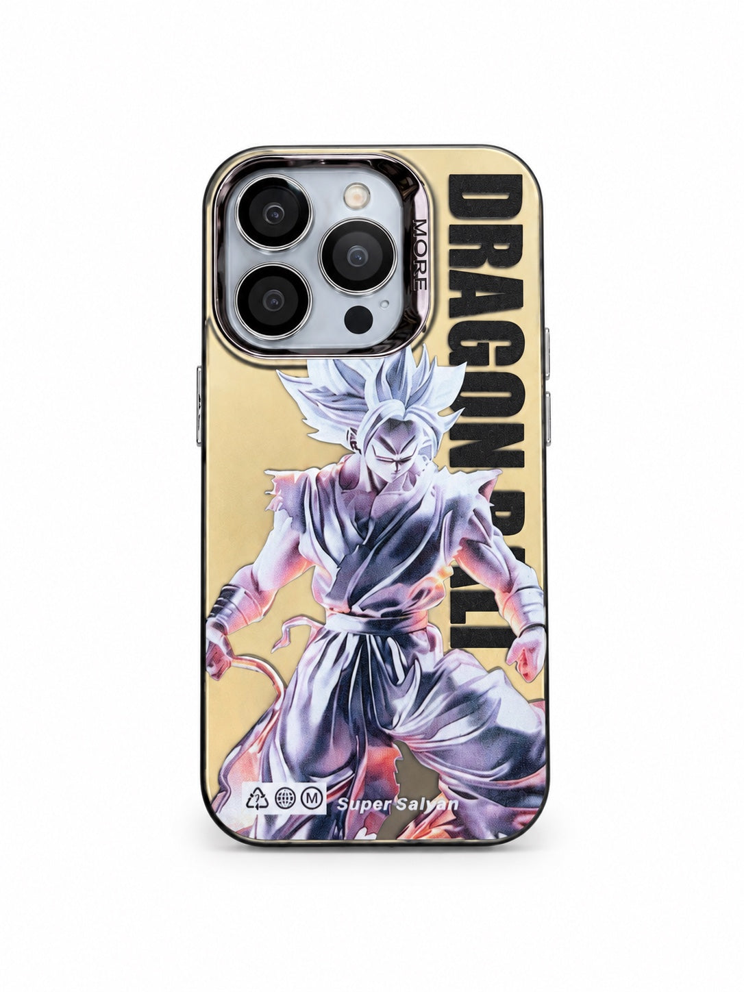 Dragon Ball Silver Saiyan Gold Anime Case - iPhone 15 Pro