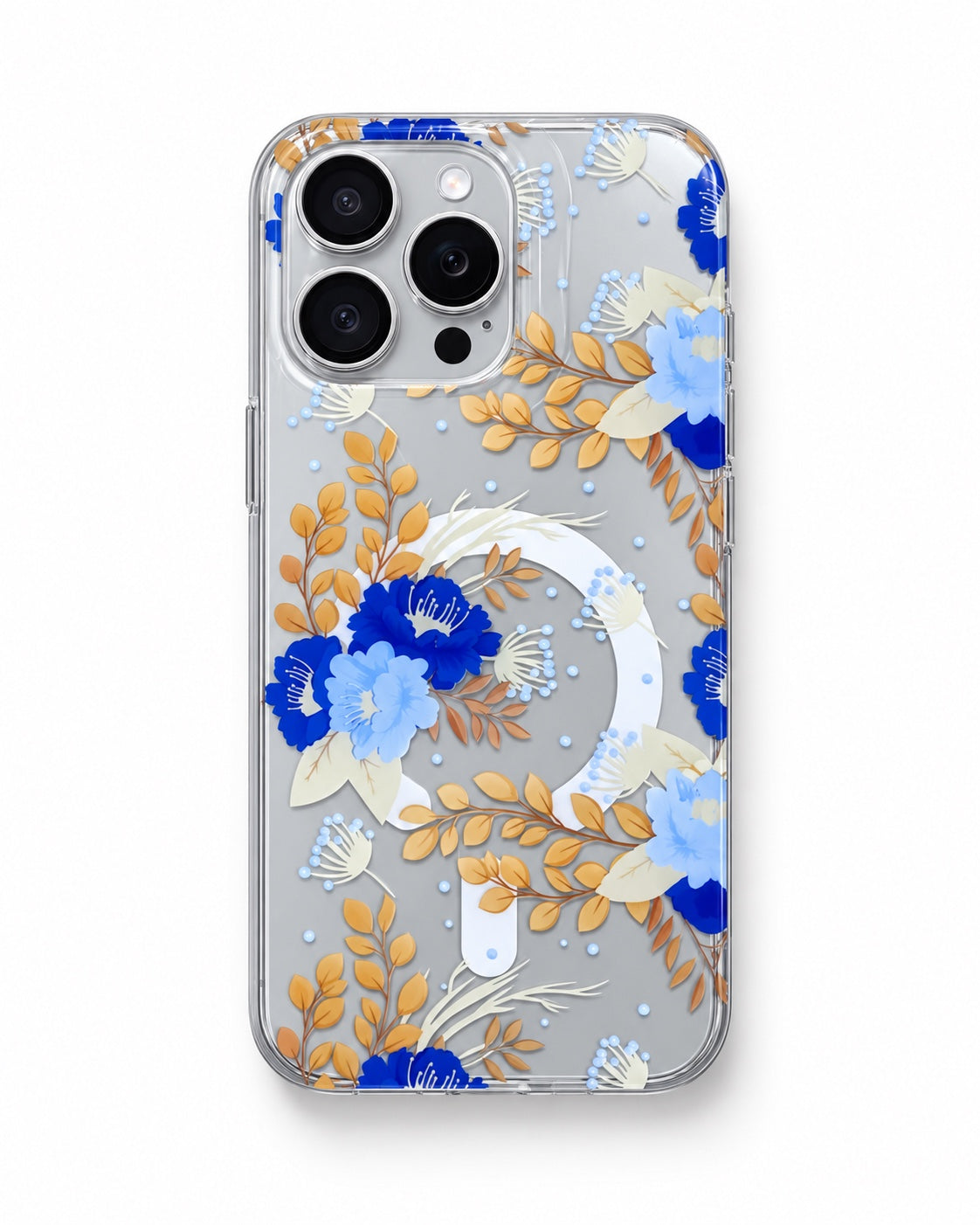 iPhone 15 Pro Max blue floral phone case