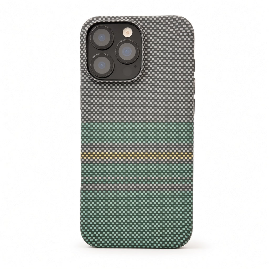 iPhone 15 Pro Max green stripe carbon fiber case
