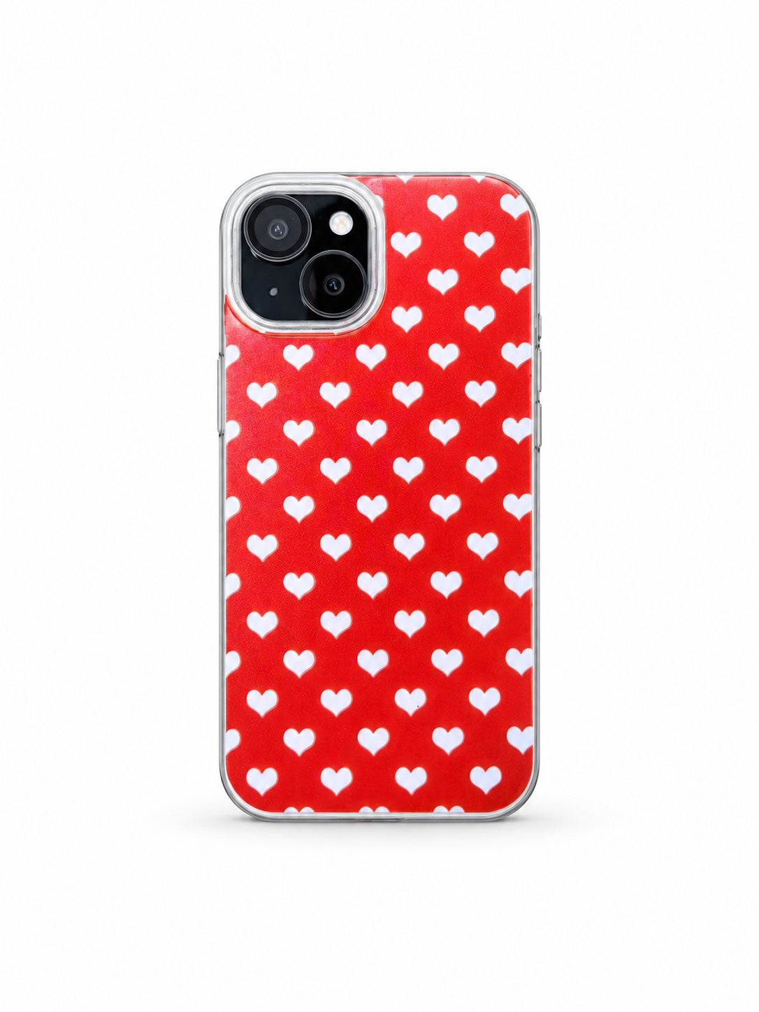 iPhone 15 red heart pattern phone case