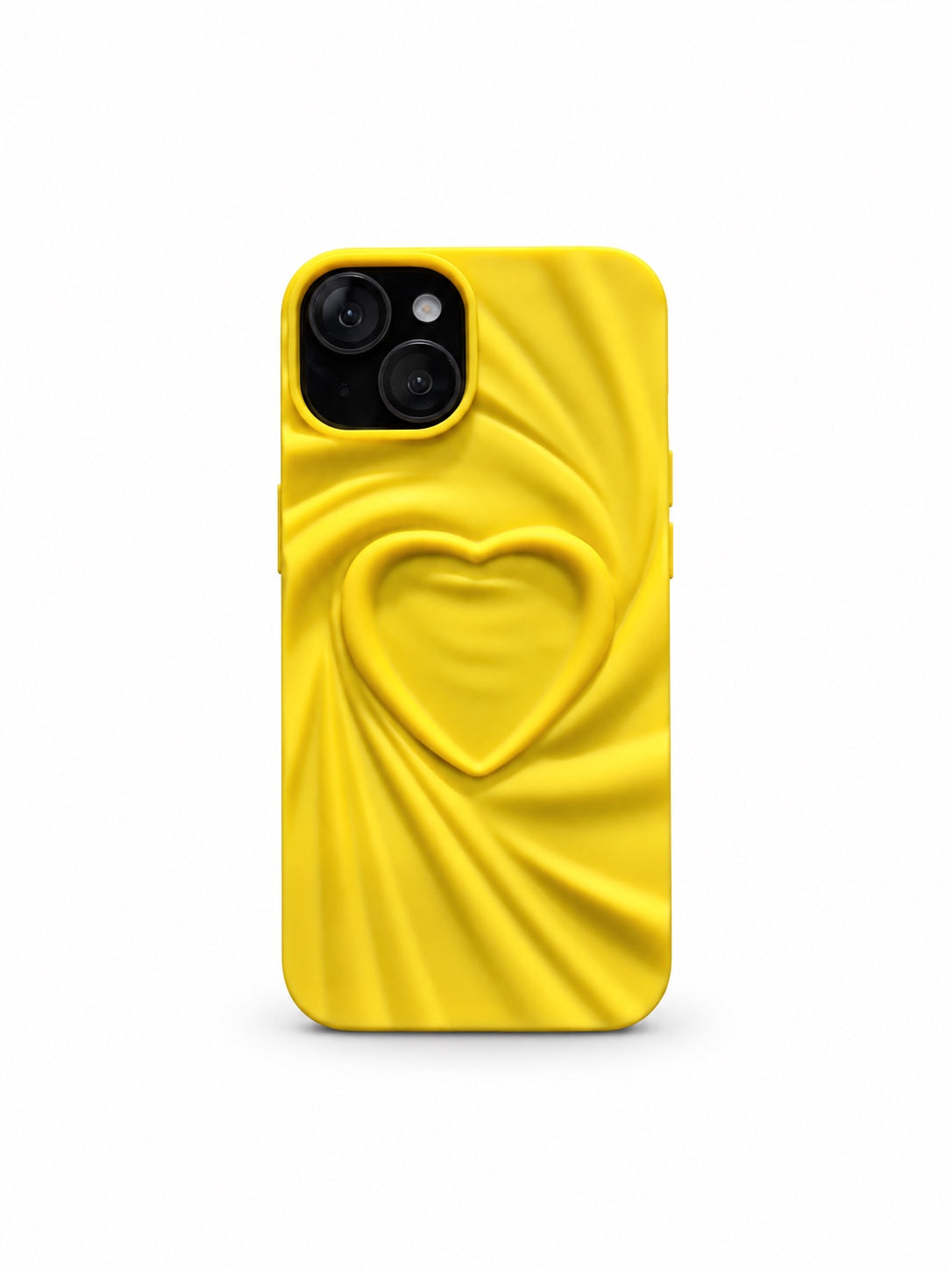 Yellow heart silicone iPhone 15 phone case